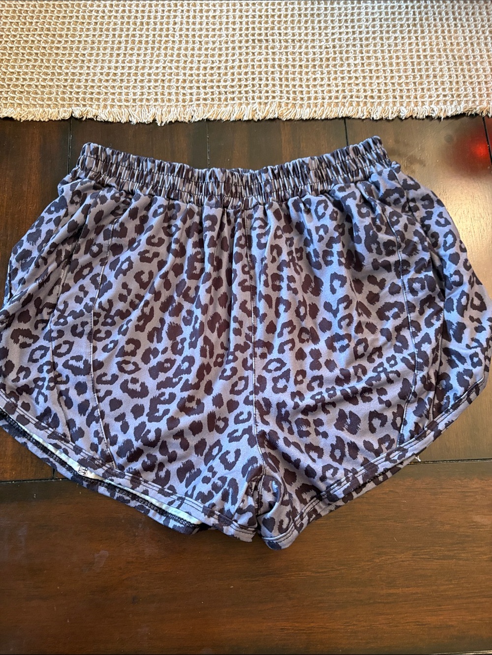 Leopard Print Athletic Shorts - Gray and Black